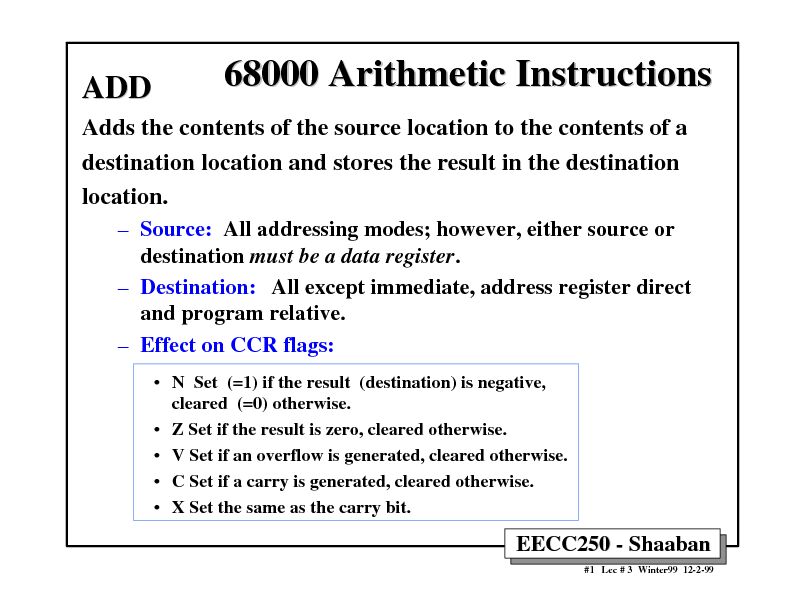 68000 Arithmetic Instructions