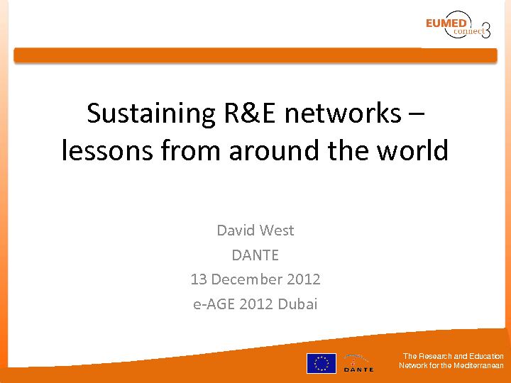 [PDF] Sustaining R&E networks – lessons from around the world