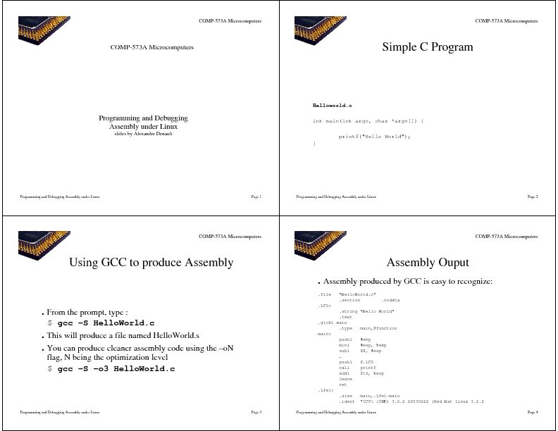 [PDF] Simple C Program Using GCC to produce Assembly