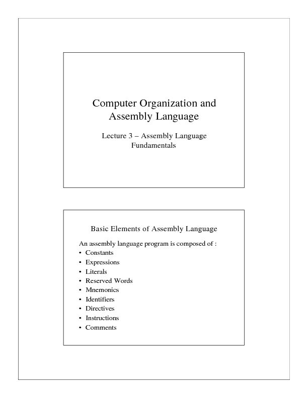 [PDF] Computer Organization and Assembly Language