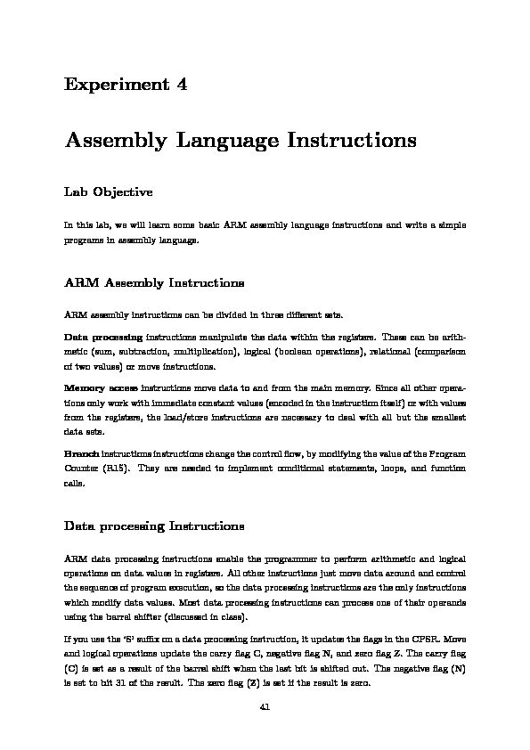 [PDF] Assembly Language Instructions