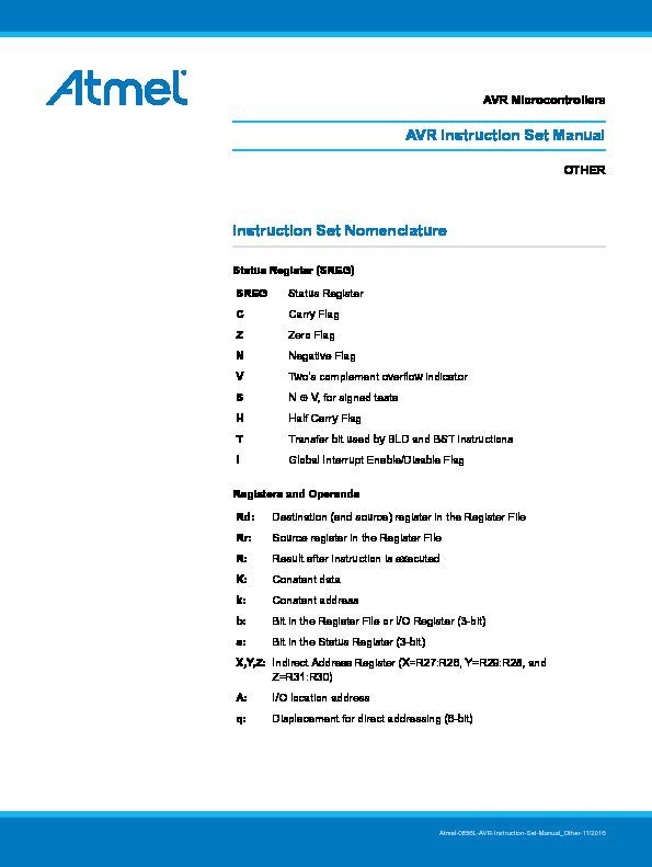 [PDF] AVR Instruction Set Manual - Microchip Technology