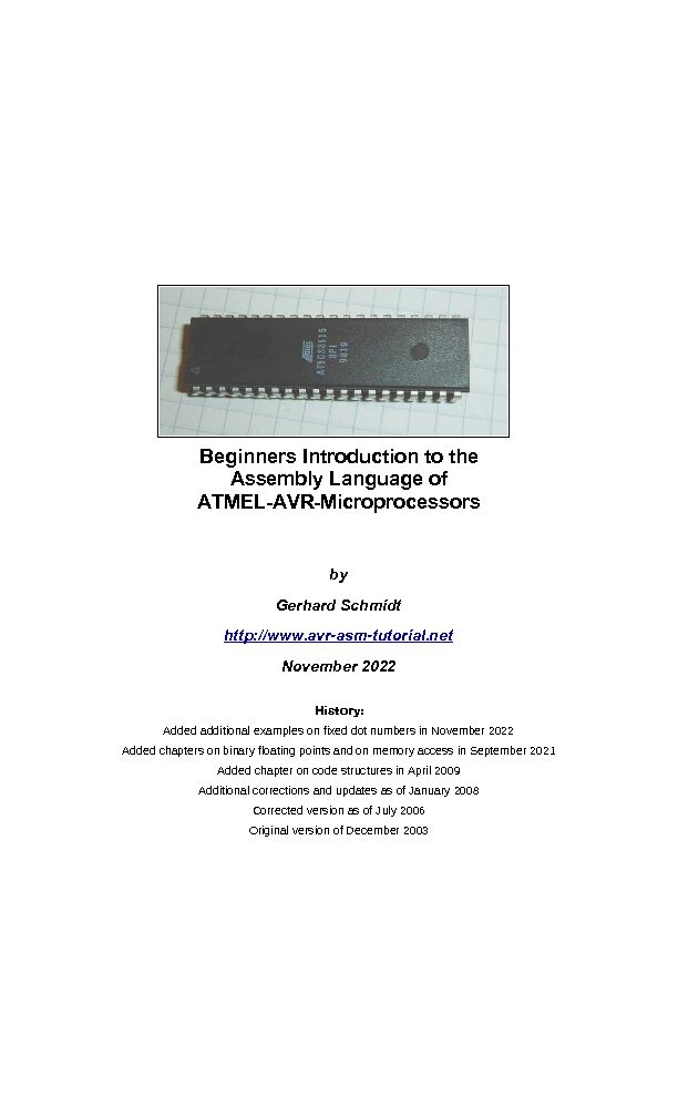 [PDF] Beginners Introduction to the Assembly Language of ATMEL-AVR