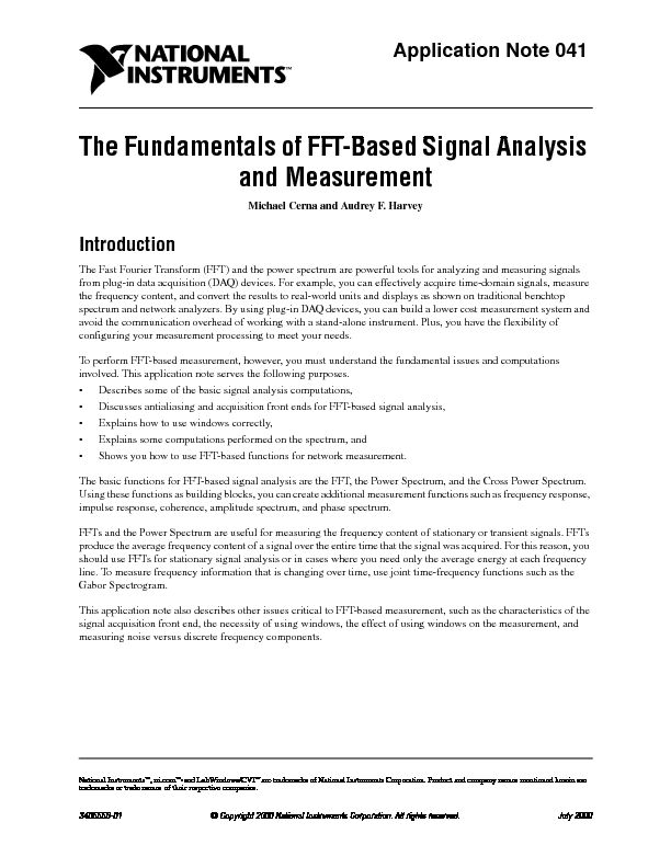 [PDF] The Fundamentals of FFT-Based Signal Analysis and Measurement