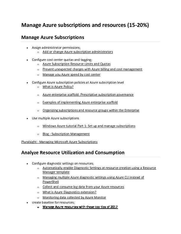 [PDF] Manage Azure subscriptions and resources (15-20%)