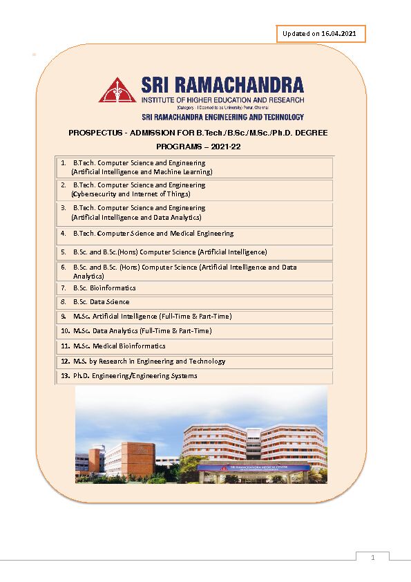 [PDF] Sri Ramachandra Engineering and Technology