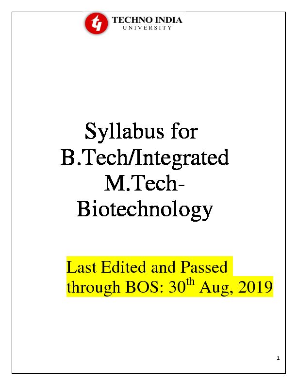 [PDF] Syllabus for BTech/Integrated MTech- Biotechnology