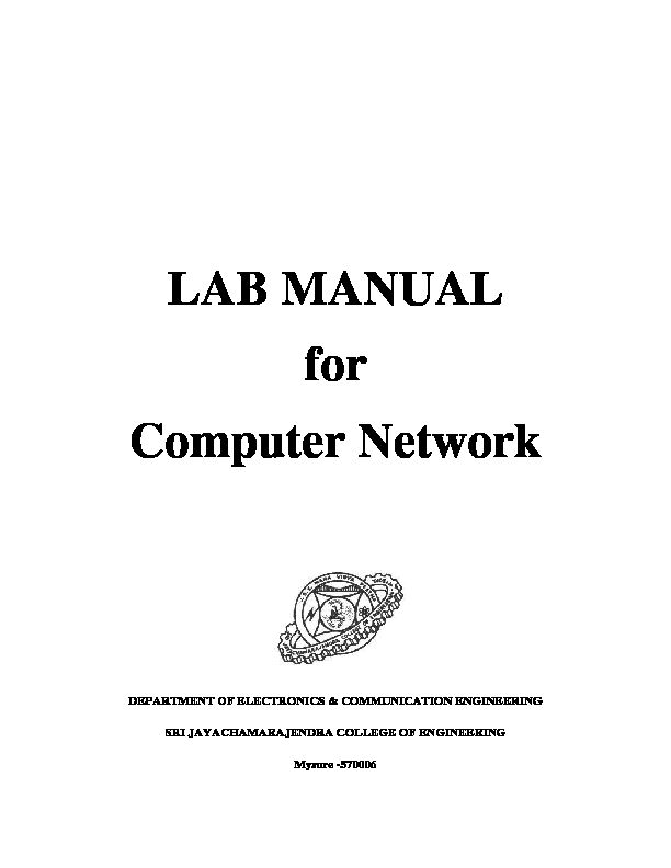 [PDF] LAB MANUAL for Computer Network - Sri Jayachamarajendra