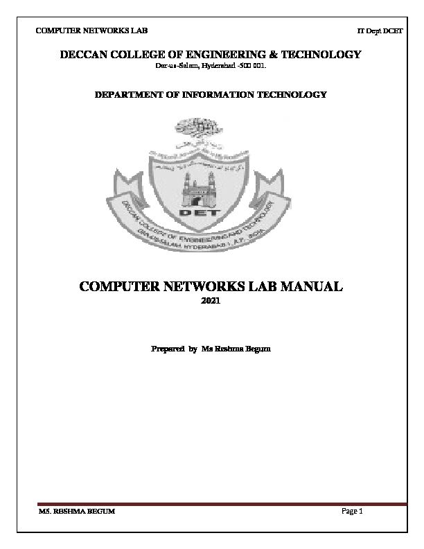 [PDF] COMPUTER NETWORKS LAB MANUAL