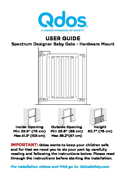 [PDF] Spectrum Designer Baby Gate - Hardware Mount - Qdos Safety