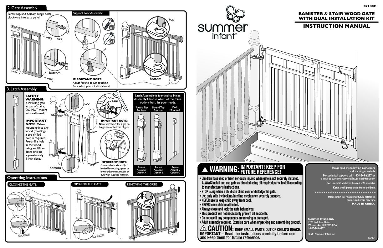 [PDF] banister & stair wood gate with dual installation kit - Summer Infant