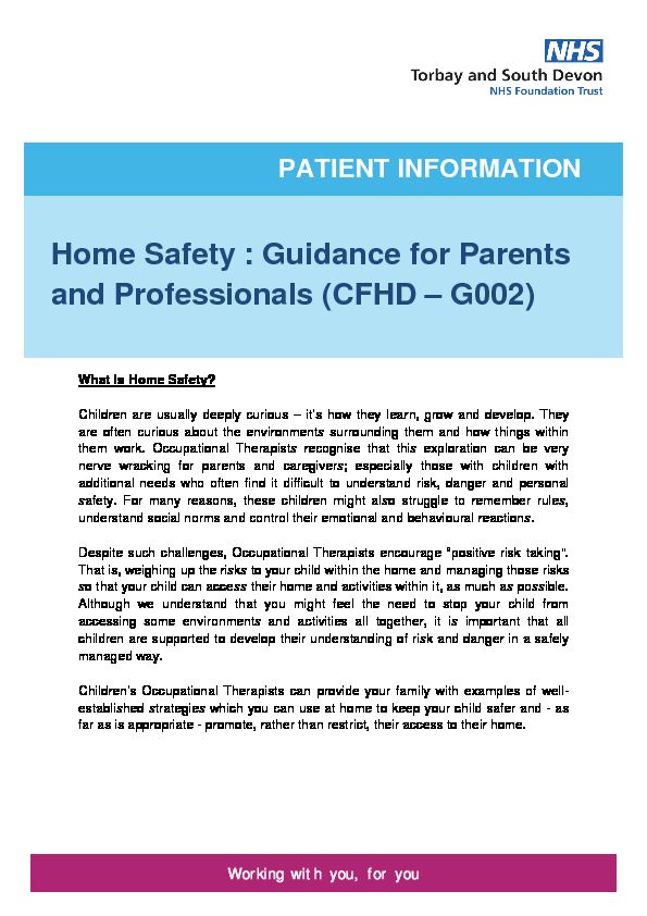 [PDF] Home Safety : Guidance for Parents and Professionals (CFHD