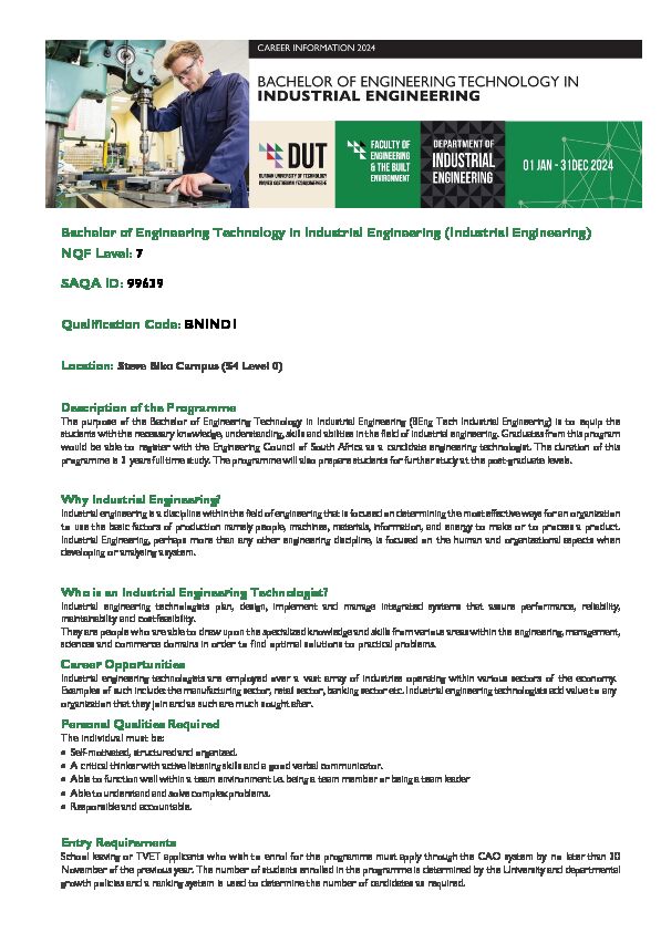 [PDF] Bachelor of Engineering Technology in Industrial Engineering