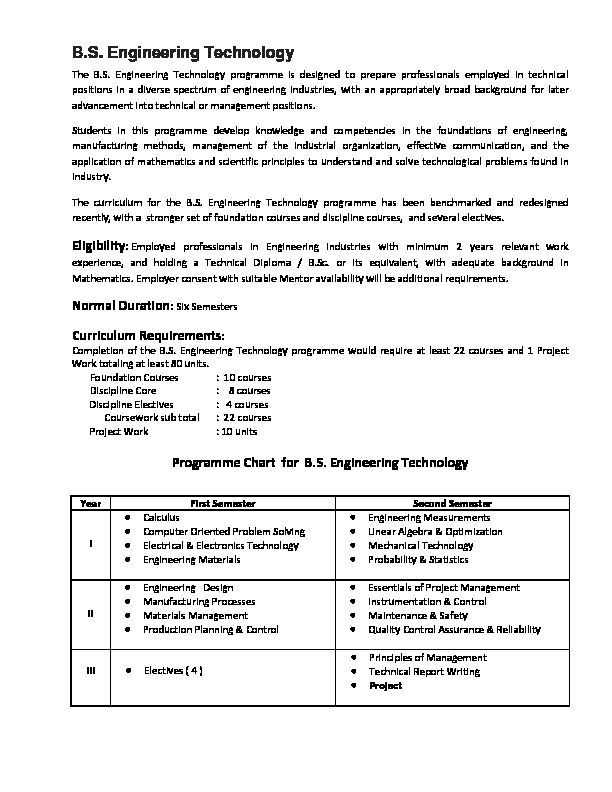[PDF] BS Engineering Technology - BITS Pilani