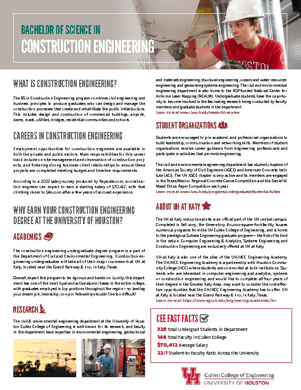[PDF] CONSTRUCTION ENGINEERING - Cullen College of Engineering