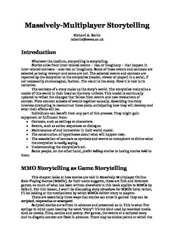 [PDF] Massively-Multiplayer Storytelling