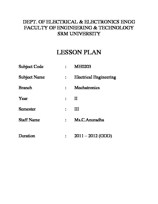 [PDF] LESSON PLAN - SRM University