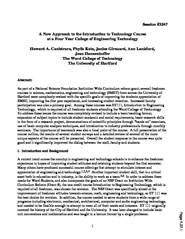 [PDF] A New Approach To The Introduction To Engineering Technology