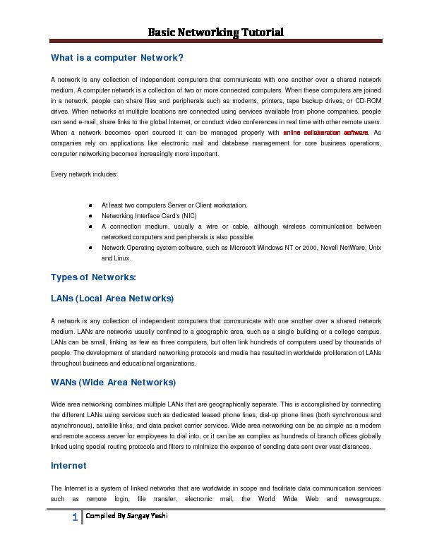 [PDF] Basic Networking Tutorial - Computer-PDF