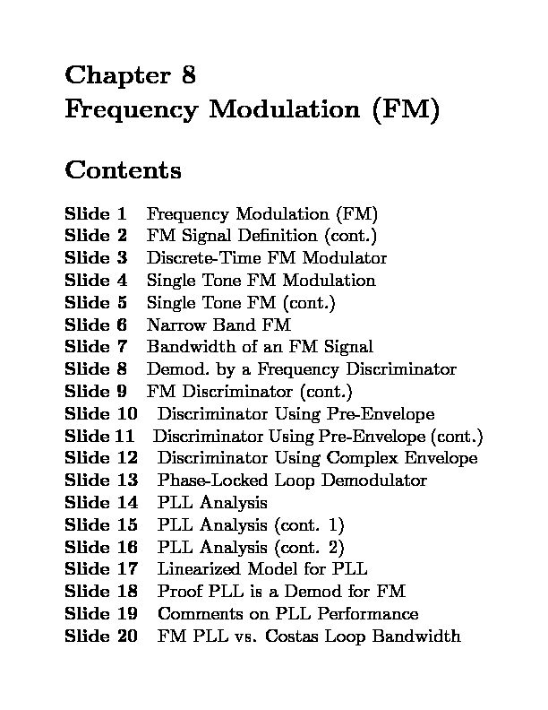 [PDF] Chapter 8 Frequency Modulation (FM) Contents