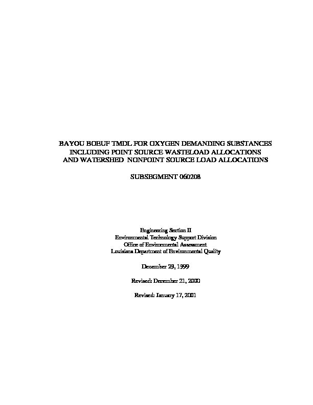 [PDF] bayou boeuf tmdl for oxygen demanding substances