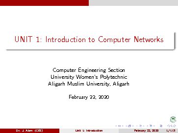[PDF] UNIT 1: Introduction to Computer Networks - Aligarh Muslim University