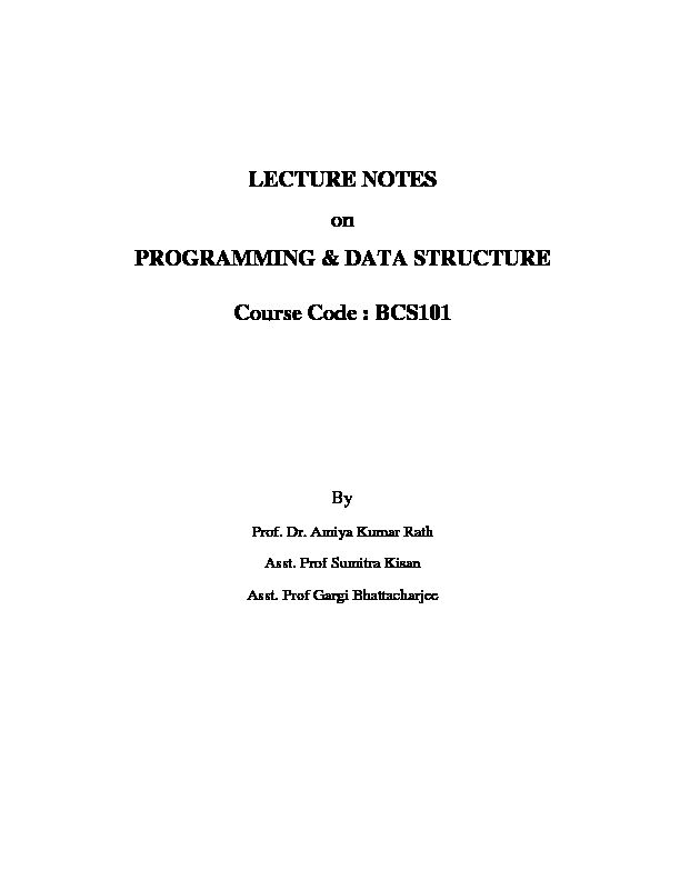 [PDF] LECTURE NOTES on PROGRAMMING & DATA STRUCTURE