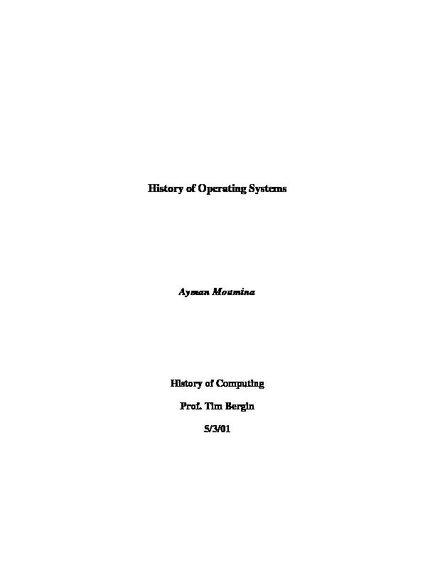 [PDF] History of Operating Systems - Wiki