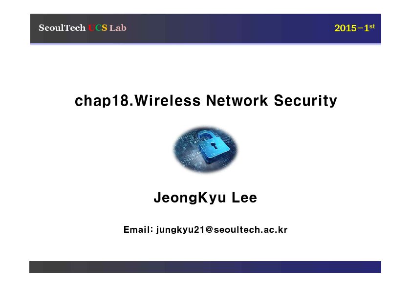 [PDF] chap18Wireless Network Security - (Jong Hyuk) Parks