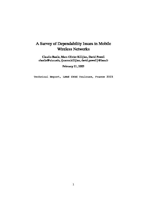 A Survey of Dependability Issues in Mobile Wireless Networks