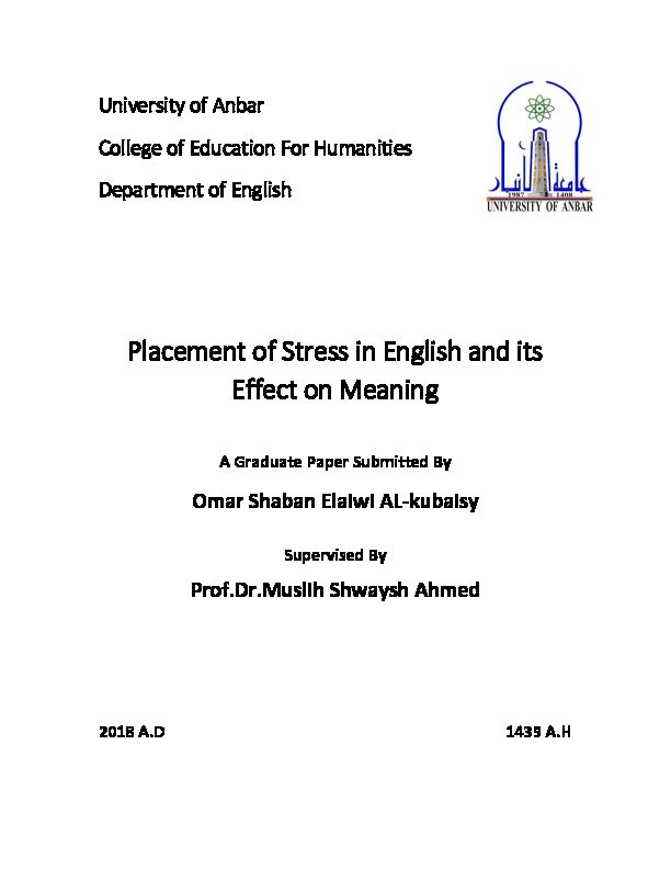 [PDF] Placement of Stress in English and its Effect on Meaning