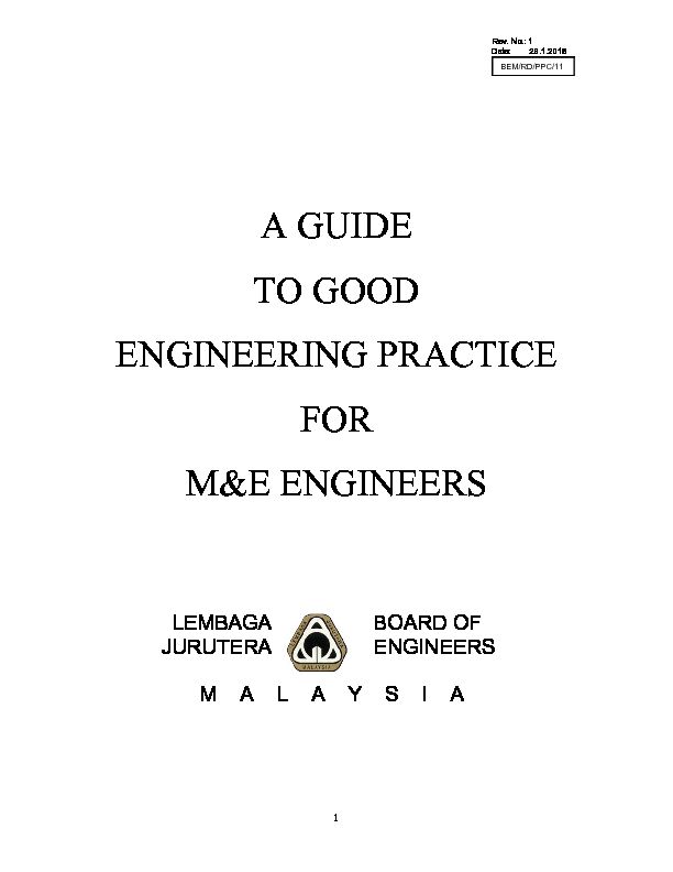 [PDF] A GUIDE TO GOOD ENGINEERING PRACTICE FOR M&E