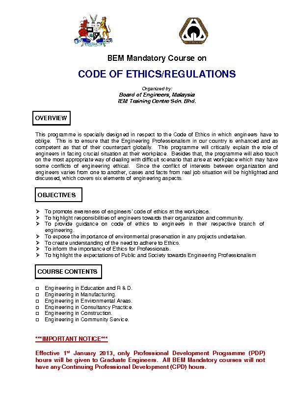 [PDF] CODE OF ETHICS/REGULATIONS - UKM