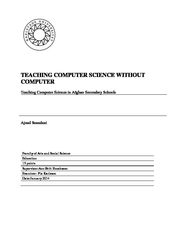 [PDF] TEACHING COMPUTER SCIENCE WITHOUT COMPUTER