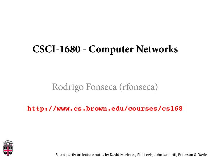 [PDF] CSCI-1680 - Computer Networks - Brown CS
