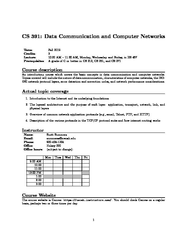[PDF] CS 391: Data Communication and Computer Networks - UW Oshkosh