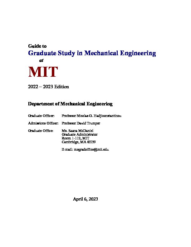 [PDF] Guide To Graduate Study In Mechanical Engineering