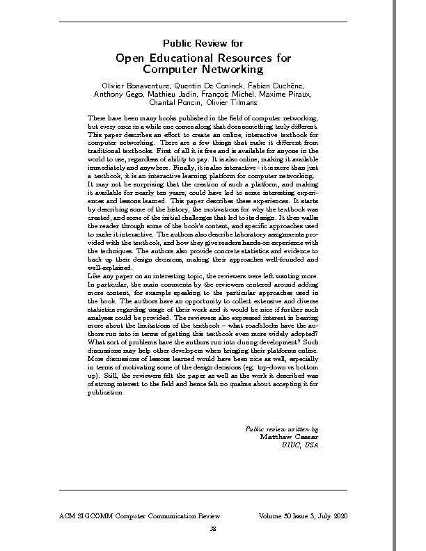 [PDF] Open Educational Resources for Computer Networking