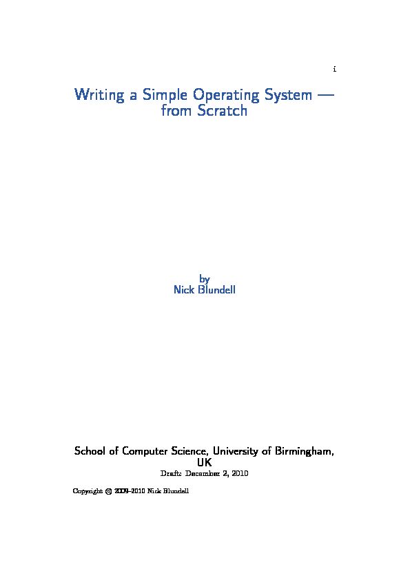 [PDF] Writing a Simple Operating System — from Scratch - School of