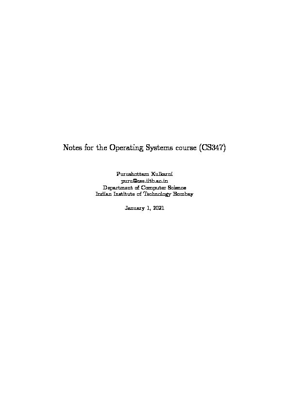 [PDF] Notes for the Operating Systems course (CS347) - CSE-IITB