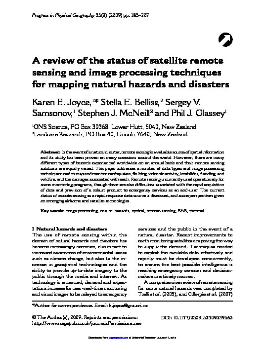 [PDF] A review of the status of satellite remote sensing and image