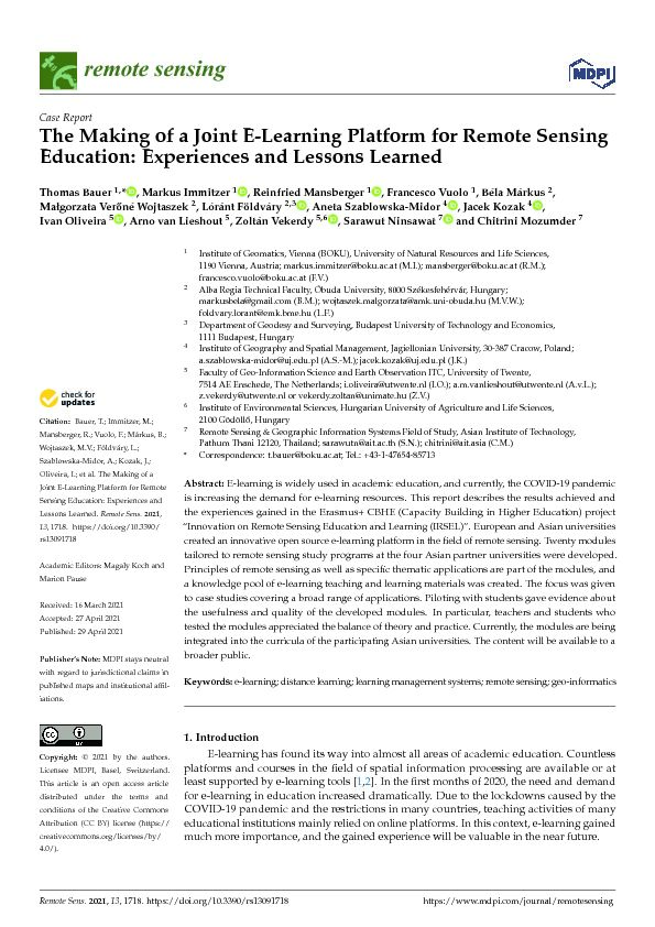 [PDF] The Making of a Joint E-Learning Platform for Remote Sensing