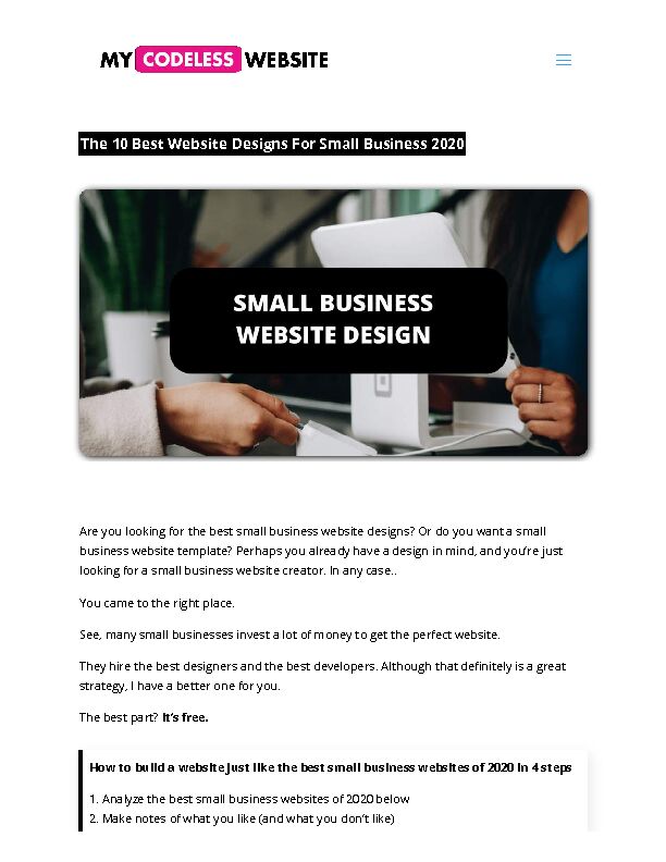 [PDF] The 10 Best Website Designs For Small Business 2020