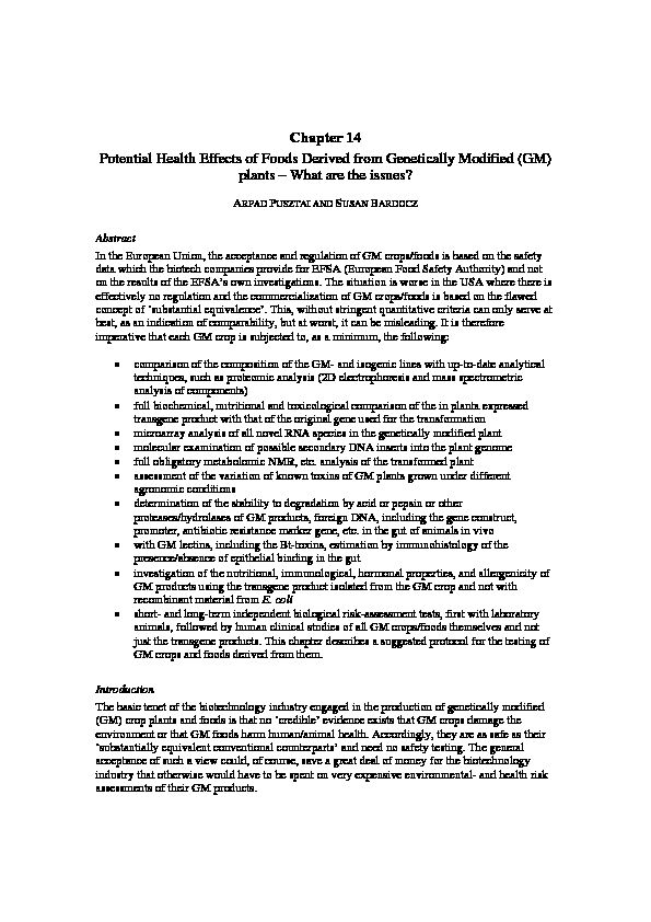 [PDF] Chapter 14 Potential Health Effects of Foods Derived from