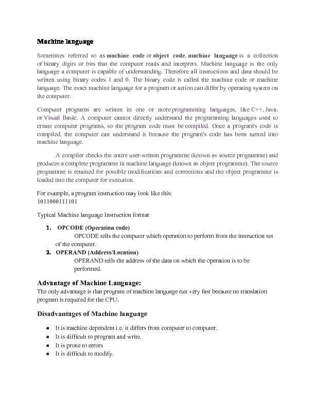 [PDF] Disadvantages of Machine language