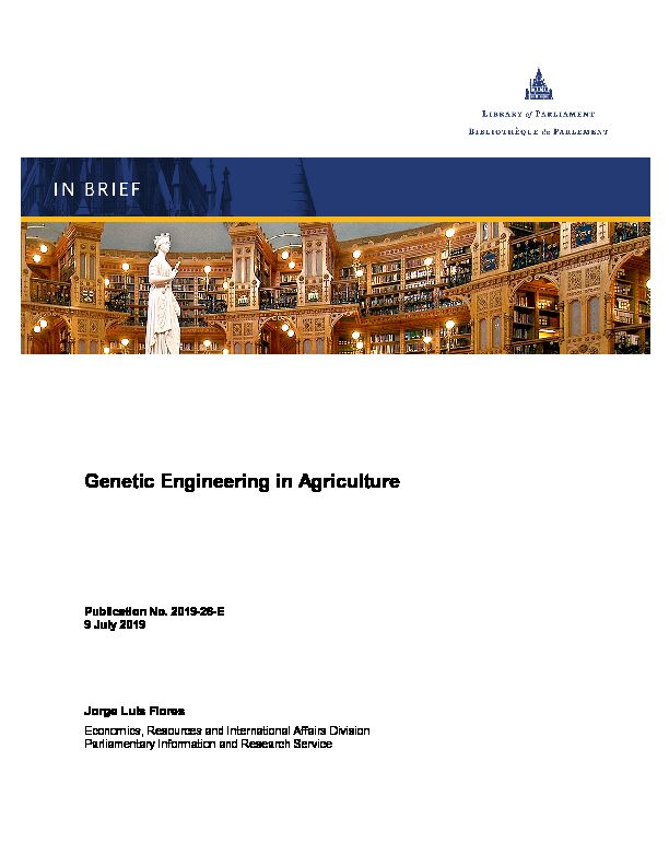 [PDF] In Brief: In Genetic Engineering in Agriculture - Library of Parliament