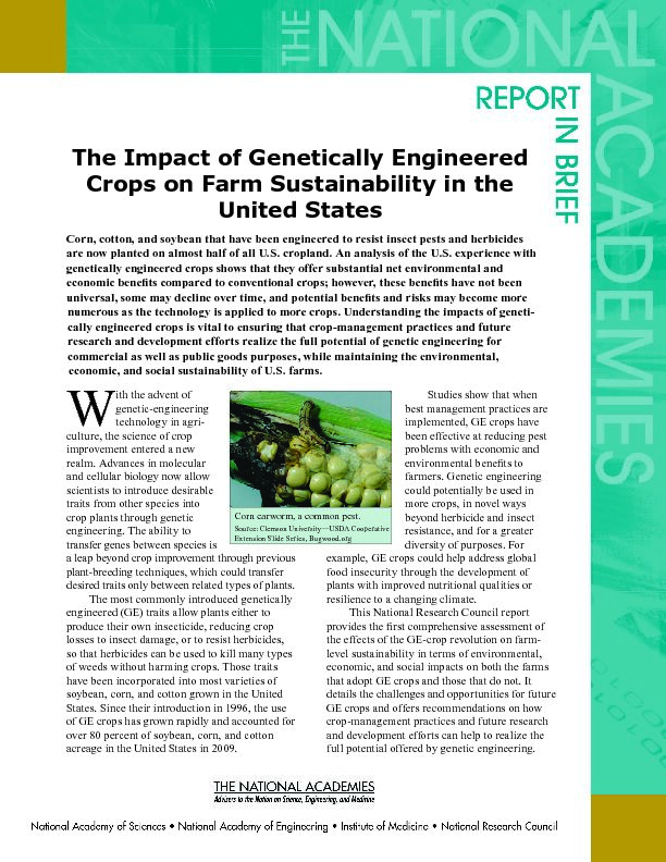 [PDF] The Impact of Genetically Engineered Crops on Farm Sustainability