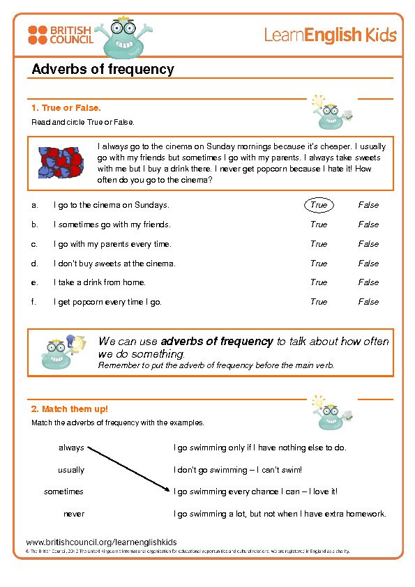 [PDF] Adverbs of frequency - LearnEnglish Kids