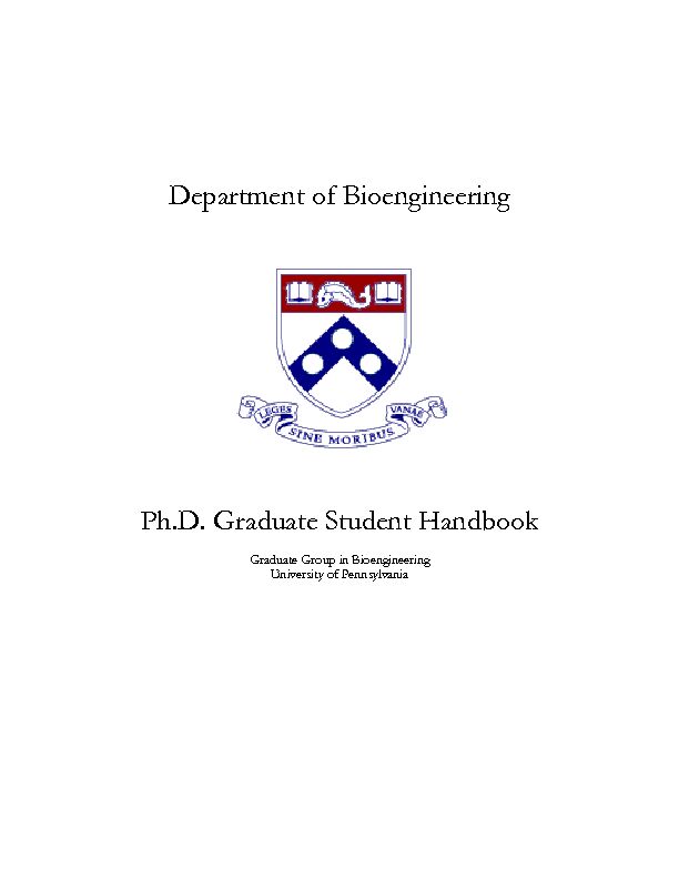 [PDF] Department of Bioengineering PhD Graduate Student Handbook