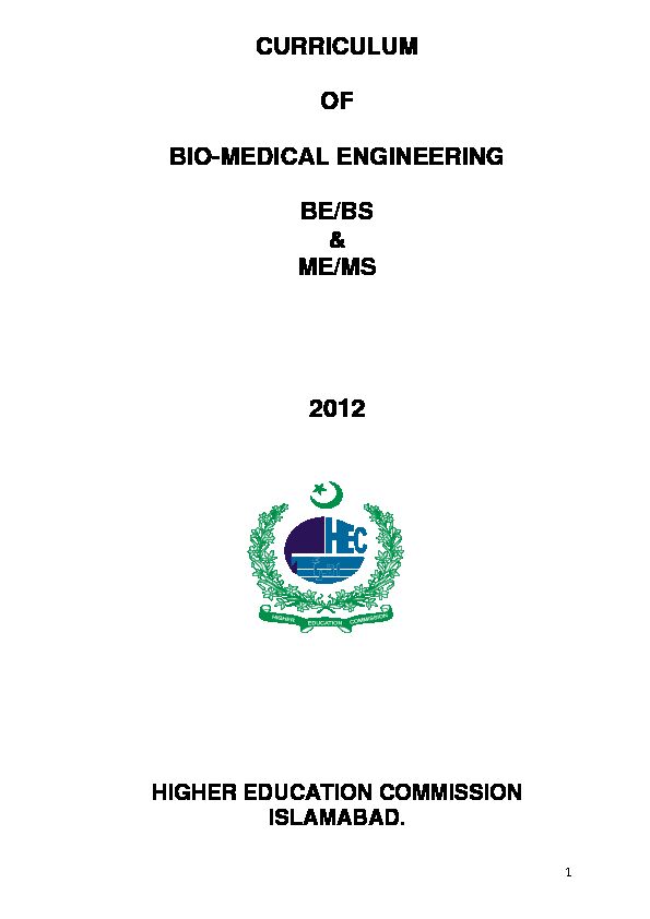 [PDF] curriculum of bio-medical engineering be/bs & me/ms - HEC